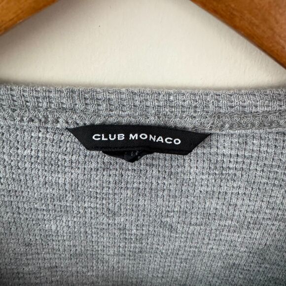 Club Monaco Men's Gray Waffle Knit Long Sleeve Top - Size M - Picture 5 of 5